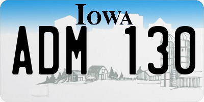 IA license plate ADM130