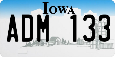 IA license plate ADM133
