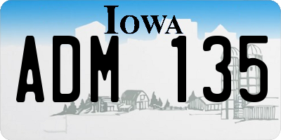 IA license plate ADM135