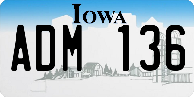 IA license plate ADM136