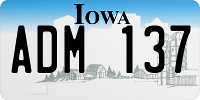 IA license plate ADM137