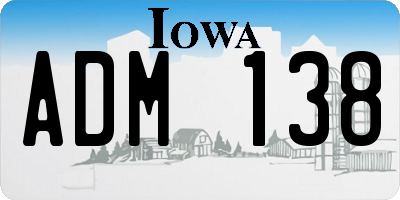 IA license plate ADM138