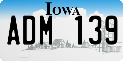 IA license plate ADM139