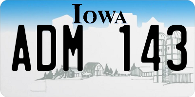 IA license plate ADM143