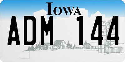 IA license plate ADM144