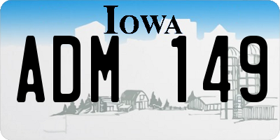 IA license plate ADM149