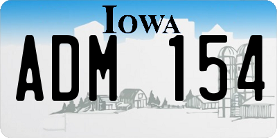IA license plate ADM154