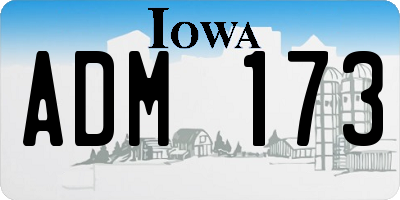 IA license plate ADM173