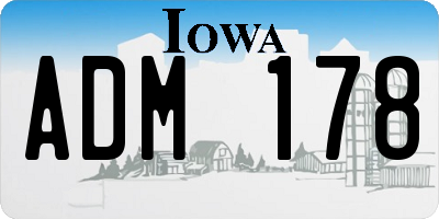 IA license plate ADM178