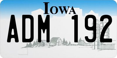 IA license plate ADM192