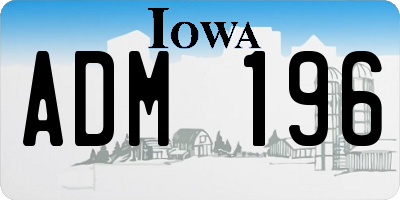 IA license plate ADM196