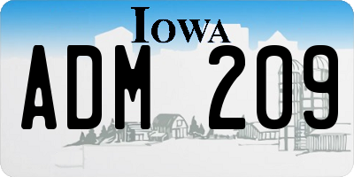 IA license plate ADM209
