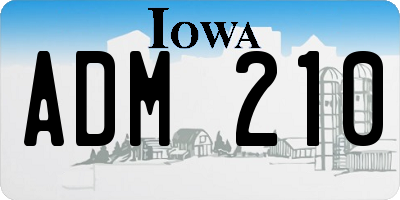 IA license plate ADM210
