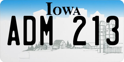 IA license plate ADM213