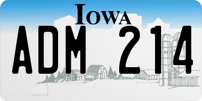 IA license plate ADM214