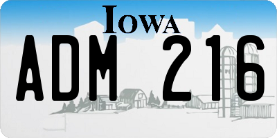 IA license plate ADM216