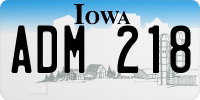IA license plate ADM218