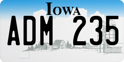 IA license plate ADM235