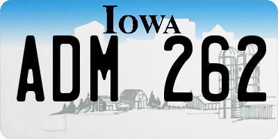 IA license plate ADM262
