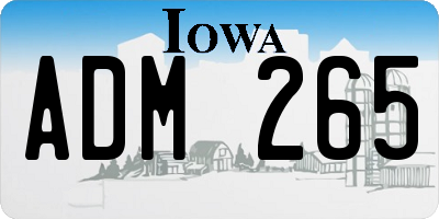 IA license plate ADM265