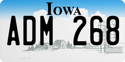 IA license plate ADM268