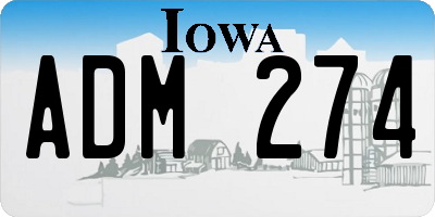 IA license plate ADM274