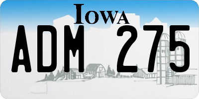 IA license plate ADM275