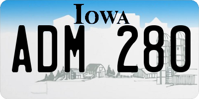 IA license plate ADM280