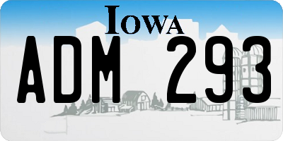 IA license plate ADM293