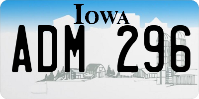 IA license plate ADM296
