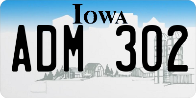 IA license plate ADM302