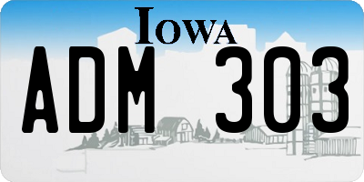 IA license plate ADM303