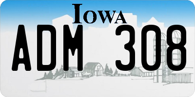 IA license plate ADM308