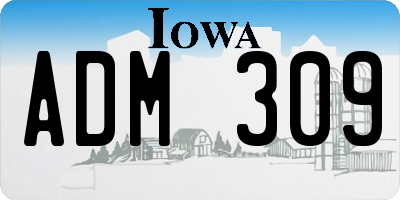 IA license plate ADM309
