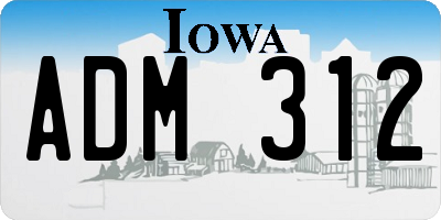 IA license plate ADM312