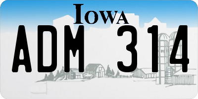 IA license plate ADM314