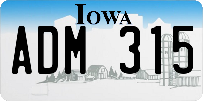 IA license plate ADM315