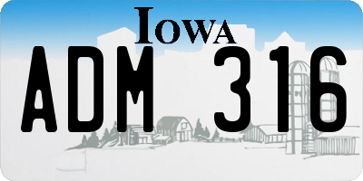 IA license plate ADM316