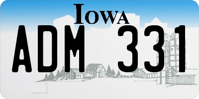 IA license plate ADM331
