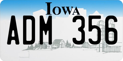 IA license plate ADM356