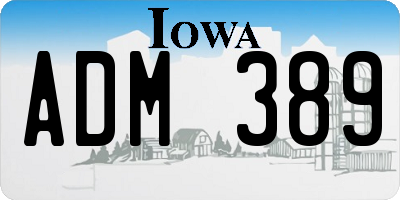 IA license plate ADM389