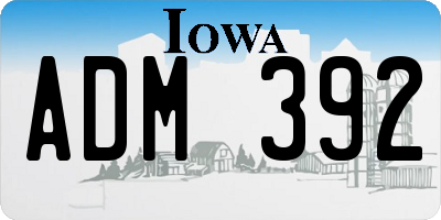 IA license plate ADM392