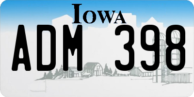 IA license plate ADM398