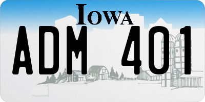 IA license plate ADM401