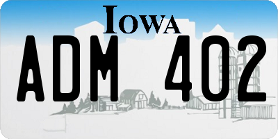 IA license plate ADM402