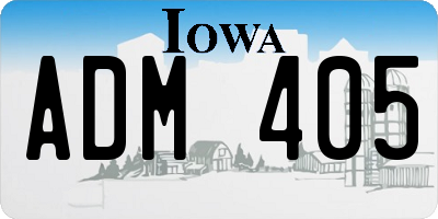 IA license plate ADM405
