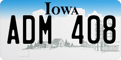 IA license plate ADM408