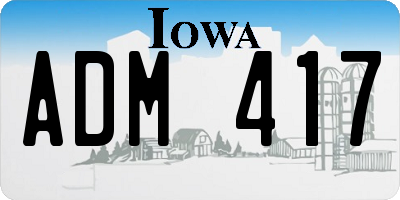 IA license plate ADM417