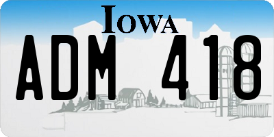 IA license plate ADM418