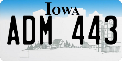 IA license plate ADM443